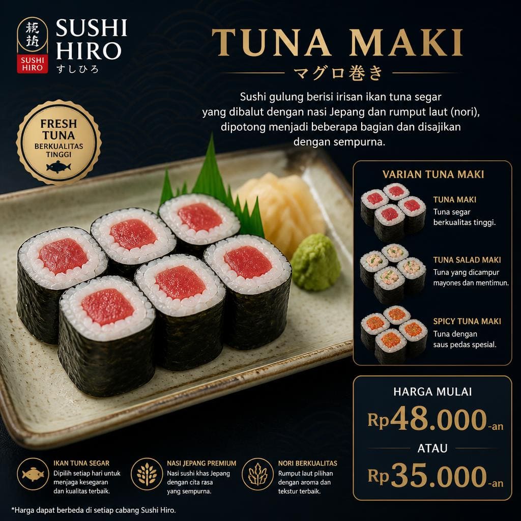 Tuna Maki Sushi Hiro menu maki tuna